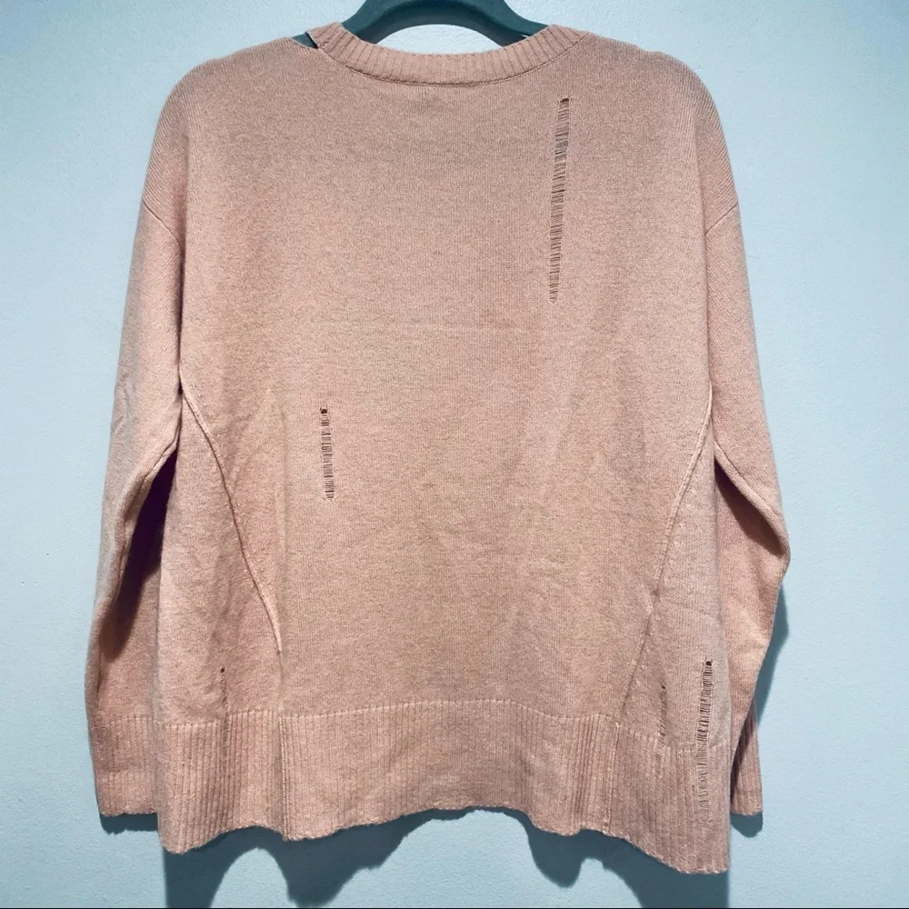Margaret O’Leary 100% Cashmere Long Sleeve Distressed Sweater Size XS S